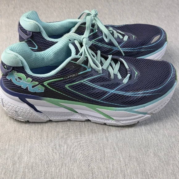 Hoka Clifton 3 Women's Running Shoes - Navy and Aqua Size 8 - Picture 1 of 10